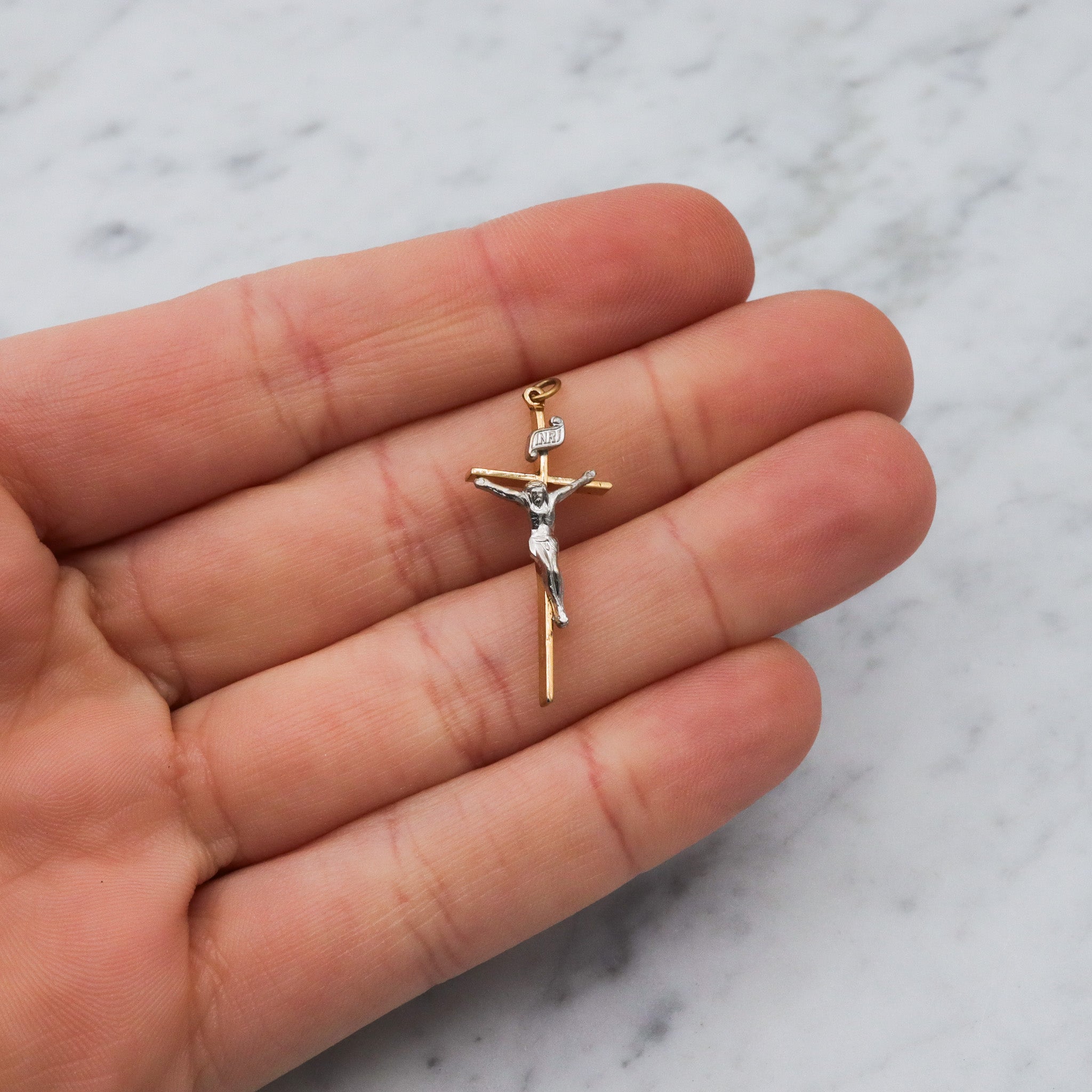 Retro Theda 14k gold filled crucifix pendant